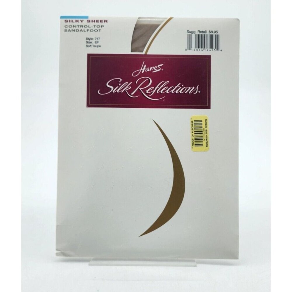 Hanes Silk Reflections Control Top Sandalfoot Pantyhose 717 Soft Taupe Size‎ EF